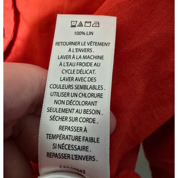 Jones & Co Linen Blouse Women XL Red Button Pockets Long Sleeve Breathable Woven - Picture 12 of 15